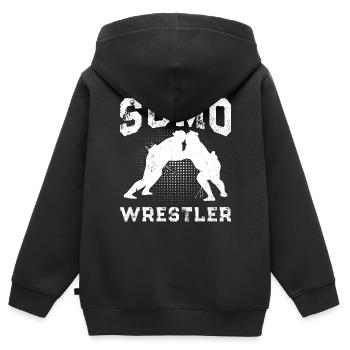Lutte Sumo Combattant de Sumo Lutteur de sumo - Sweat Premium à capuche zippé enfant bio - noir - Dos - AI Model Kid Male (0cm)