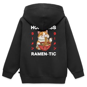 Ramen Nudeln Chibi Asien Katzen Nudelsuppe Anime - Kinder Premium Organic Zip Hoodie - Schwarz - Hinten - AI Model Kid Male (0cm)