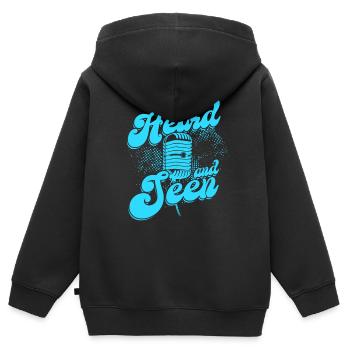 Podcast Podcaster Podcasting Heard And Seen - Kids Premium Organic Zip-up Hoodie - black - Back - AI Model Kid Male (0cm)