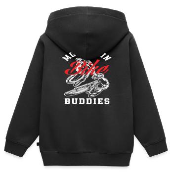 Mountain Bike Buddies Adventure - Sweat Premium à capuche zippé enfant bio - noir - Dos - AI Model Kid Male (0cm)