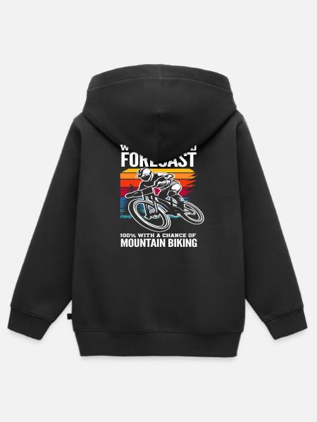 Weekend forecast 100% Mountain Biking - Kids Premium Organic Zip-up Hoodie - black