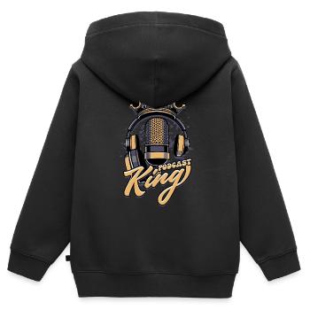 Podcast King Podcaster Podcasting - Kids Premium Organic Zip-up Hoodie - black - Back - AI Model Kid Male (0cm)