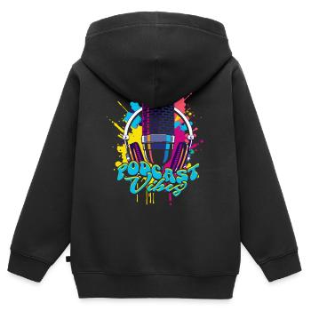 Podcast Vibes Podcaster Podcasting - Kids Premium Organic Zip-up Hoodie - black - Back - AI Model Kid Male (0cm)