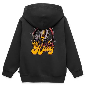 Podcast King Podcaster Podcasting - Kids Premium Organic Zip-up Hoodie - black - Back - AI Model Kid Male (0cm)