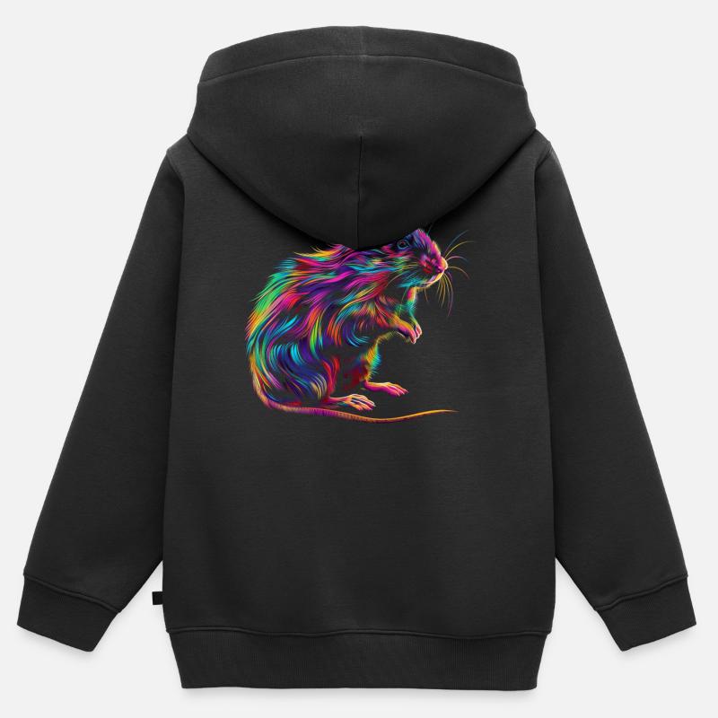 Rat Souris Pop Art - Sweat Premium à capuche zippé enfant bio - noir