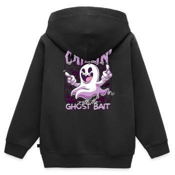 Geisterköder Halloween Chillin avec l’appât fantôme - Sweat Premium à capuche zippé enfant bio - noir - Dos - AI Model Kid Male (0cm)