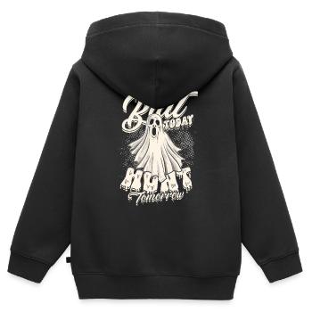 Appât fantôme aujourd’hui Chasse demain - Sweat Premium à capuche zippé enfant bio - noir - Dos - AI Model Kid Male (0cm)