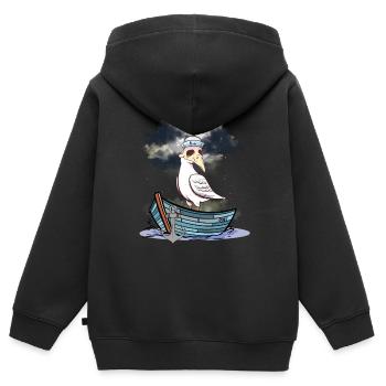 Halloween Seagull Seagulls Bateau Ferry Bateaux - Sweat Premium à capuche zippé enfant bio - noir - Dos - AI Model Kid Male (0cm)