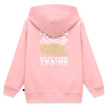 Manchmal Hinterfrage Ich Meine Vernunft Modellzüge - Kinder Premium Organic Zip Hoodie - Rosa - Hinten - AI Model Kid Female (0cm)
