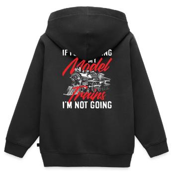 Si je n’apporte pas mes trains miniatures - Sweat Premium à capuche zippé enfant bio - noir - Dos - AI Model Kid Male (0cm)