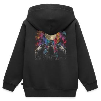 Miel Blaireau Ratel Lune Hurlante - Sweat Premium à capuche zippé enfant bio - noir - Dos - AI Model Kid Male (0cm)