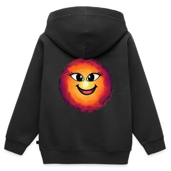 Soleil Visage Lever du soleil Ensoleillé Soleil - Sweat Premium à capuche zippé enfant bio - noir - Dos - AI Model Kid Male (0cm)