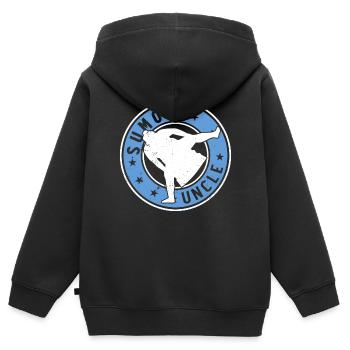 Combattant de Sumo Oncle Lutteur de Sumo Oncle Sumo - Sweat Premium à capuche zippé enfant bio - noir - Dos - AI Model Kid Male (0cm)