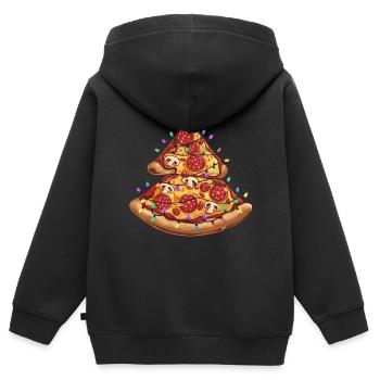 Pizza Christmas Tree Pepperoni Food Gifts for Kids - Kinder Premium Organic Zip Hoodie - Schwarz - Hinten - AI Model Kid Male (0cm)