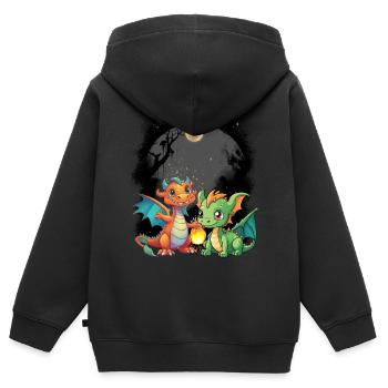 dragon mystique dragon conte de fées personnage de conte de fées - Sweat Premium à capuche zippé enfant bio - noir - Dos - AI Model Kid Male (0cm)