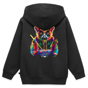 Curly Tailed Lemur Eats Ramen Noodles Popart - Kids Premium Organic Zip-up Hoodie - black - Back - AI Model Kid Male (0cm)