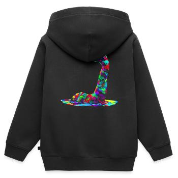 Nessie Plesiosaurier Loch Ness Monster Popart - Kinder Premium Organic Zip Hoodie - Schwarz - Hinten - AI Model Kid Male (0cm)