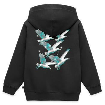 Maritim Möwe Möwen Seevögel - Kinder Premium Organic Zip Hoodie - Schwarz - Hinten - AI Model Kid Male (0cm)