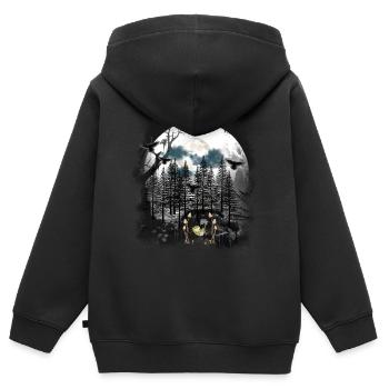 mystisch Wald Waldbewohner Hängematte Frosch - Kinder Premium Organic Zip Hoodie - Schwarz - Hinten - AI Model Kid Male (0cm)