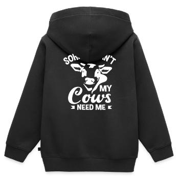 Désolé, mes vaches ont besoin de moi - Sweat Premium à capuche zippé enfant bio - noir - Dos - AI Model Kid Male (0cm)