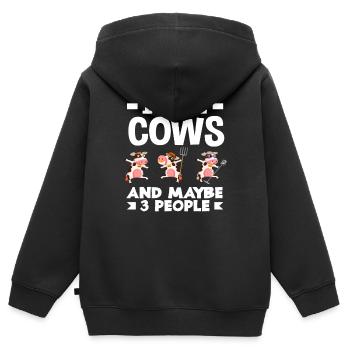 J’aime les vaches et peut-être trois personnes - Sweat Premium à capuche zippé enfant bio - noir - Dos - AI Model Kid Male (0cm)