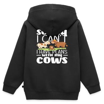 Désolé, j’ai des projets avec mes vaches - Sweat Premium à capuche zippé enfant bio - noir - Dos - AI Model Kid Male (0cm)