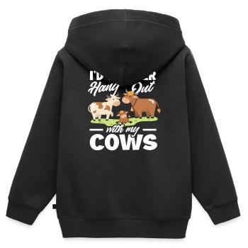 Je préfère passer du temps avec mes vaches - Sweat Premium à capuche zippé enfant bio - noir - Dos - AI Model Kid Male (0cm)