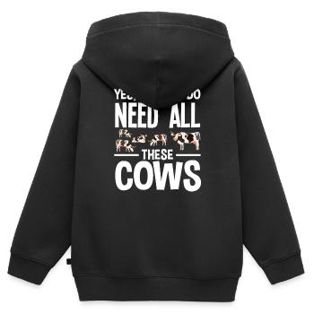 Ouais, j’ai besoin de toutes ces vaches - Sweat Premium à capuche zippé enfant bio - noir - Dos - AI Model Kid Male (0cm)
