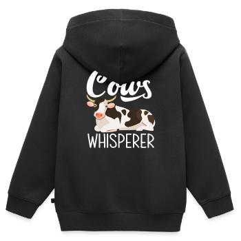 Chuchotement des vaches Ferme Love Vaches - Sweat Premium à capuche zippé enfant bio - noir - Dos - AI Model Kid Male (0cm)
