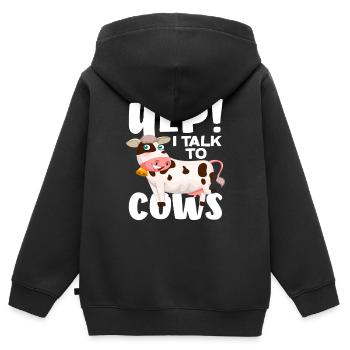 ! Je parle aux vaches drôle de vache - Sweat Premium à capuche zippé enfant bio - noir - Dos - AI Model Kid Male (0cm)