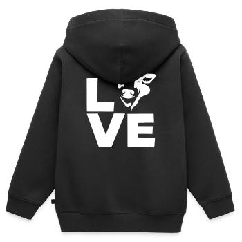 Design de vache d’amour pour les amoureux des vaches - Sweat Premium à capuche zippé enfant bio - noir - Dos - AI Model Kid Male (0cm)