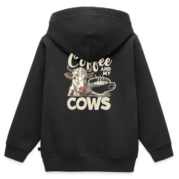 J’ai juste besoin de café et de mes vaches - Sweat Premium à capuche zippé enfant bio - noir - Dos - AI Model Kid Male (0cm)