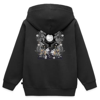 corbeau mystique corbeau corbeau corbeau corbeaux oiseau d’halloween - Sweat Premium à capuche zippé enfant bio - noir - Dos - AI Model Kid Male (0cm)