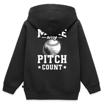 Baseball Sports Joueur de baseball Lanceur Receveur États-Unis - Sweat Premium à capuche zippé enfant bio - noir - Dos - AI Model Kid Male (0cm)