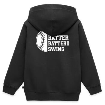 Baseball Sports Joueur de baseball Lanceur Receveur États-Unis - Sweat Premium à capuche zippé enfant bio - noir - Dos - AI Model Kid Male (0cm)
