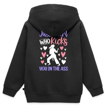 Just a girl who kicks you in the ass - Judo Girl J - Kinder Premium Organic Zip Hoodie - Schwarz - Hinten - AI Model Kid Male (0cm)