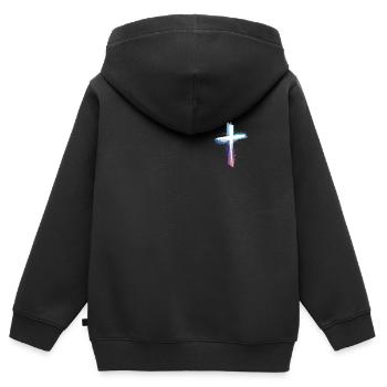 Jesus Christus Christlich Christentum Gott Bibel - Kinder Premium Organic Zip Hoodie - Schwarz - Hinten - AI Model Kid Male (0cm)