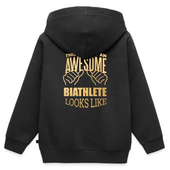 Biathlon - Kinder Premium Organic Zip Hoodie - Schwarz - Hinten - AI Model Kid Male (0cm)