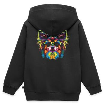 Papillon Hund Sonnenbrille Popart - Kinder Premium Organic Zip Hoodie - Schwarz - Hinten - AI Model Kid Male (0cm)