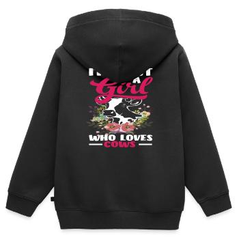 Je suis juste une fille qui aime les vaches - Sweat Premium à capuche zippé enfant bio - noir - Dos - AI Model Kid Male (0cm)