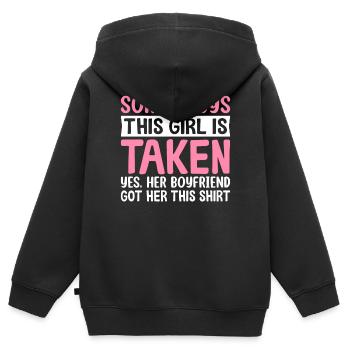 Dieses Mädchen ist genommen ja ihr Freund hat ihr - Kinder Premium Organic Zip Hoodie - Schwarz - Hinten - AI Model Kid Male (0cm)