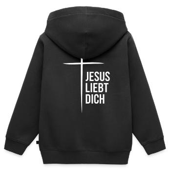 Jesus Christus Christlich Christentum Gott Bibel - Kinder Premium Organic Zip Hoodie - Schwarz - Hinten - AI Model Kid Male (0cm)