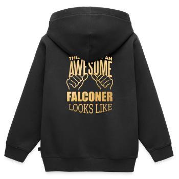 Fauconnerie Fauconnerie Fauconnerie Fauconnerie - Sweat Premium à capuche zippé enfant bio - noir - Dos - AI Model Kid Male (0cm)