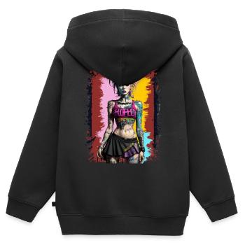 Pretty Punk Girl - Kinder Premium Organic Zip Hoodie - Schwarz - Hinten - AI Model Kid Male (0cm)