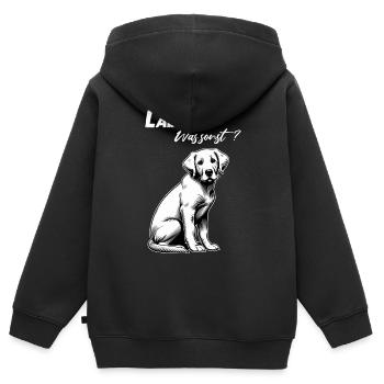 Chien Labrador Retriever Labbi Quoi d’autre pour une promenade - Sweat Premium à capuche zippé enfant bio - noir - Dos - AI Model Kid Male (0cm)