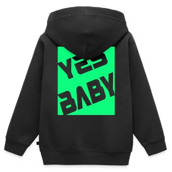 Yes Baby - Kinder Premium Organic Zip Hoodie - Schwarz - Hinten - AI Model Kid Male (0cm)