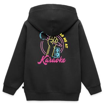 Vous m’avez eu au karaoké - Sweat Premium à capuche zippé enfant bio - noir - Dos - AI Model Kid Male (0cm)