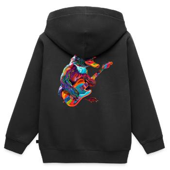 Platypus Mammal Guitar Cowboy Hat Popart - Kids Premium Organic Zip-up Hoodie - black - Back - AI Model Kid Male (0cm)