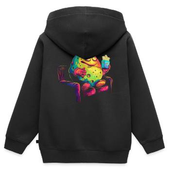 Kartoffel Couch Popcorn Popart - Kinder Premium Organic Zip Hoodie - Schwarz - Hinten - AI Model Kid Male (0cm)