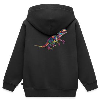Velociraptor Dinosaurier Popart - Kinder Premium Organic Zip Hoodie - Schwarz - Hinten - AI Model Kid Male (0cm)
